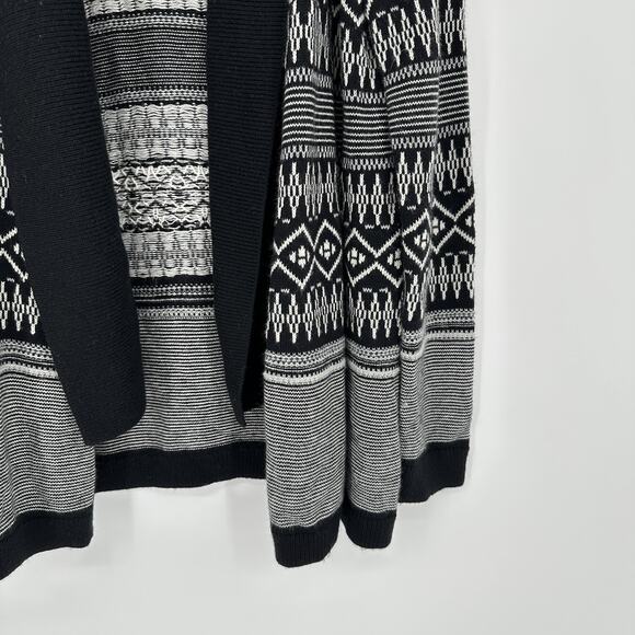 Talbots Sweater Womens Medium Black White Cardigan Shawl Collar Fair Isle Knit - Picture 3 of 10